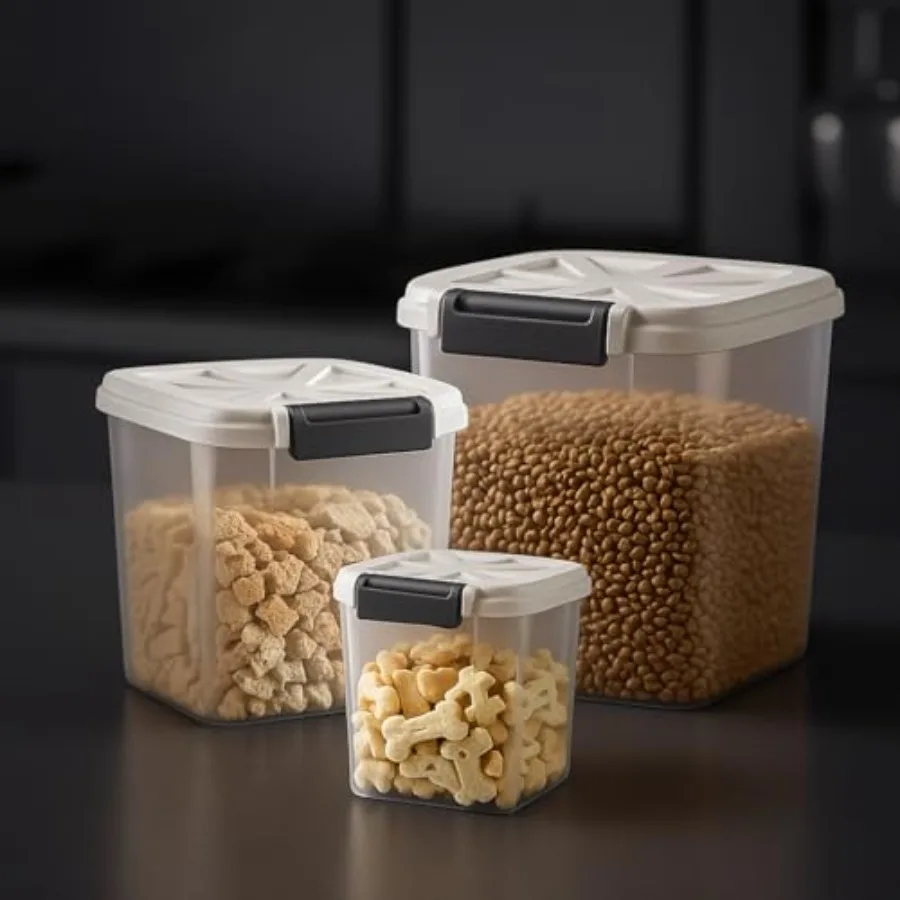 Airtight Dog Food Storage Container 20 lbs, Pet Food Storage Bin with Lid 4 lbs and 6 lbs and 10 lbs, 3 Pack, Cat Treat Contain
Airtight Dog Food Storage Container 20 lbs, Pet Food Storage Bin with Lid 4 lbs and 6 lbs and 10 lbs, 3 Pack, Cat Treat Contain