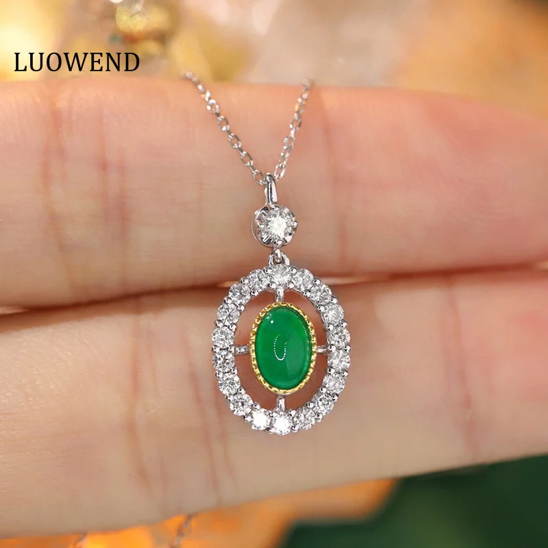 LUOWEND 18K White and Yellow Gold Necklace Elegant Style Real Natural Diamond Natural Emerald Necklace for Women Party Jewelry
LUOWEND 18K White and Yellow Gold Necklace Elegant Style Real Natural Diamond Natural Emerald Necklace for Women Party Jewelry