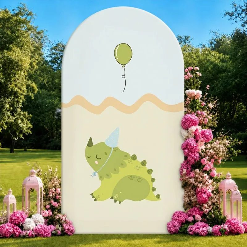 Single Side Arch Backdrop Cover Green Dinosaur Birthday Background Curtain with Balloon and Floral Arch for Elegant Party
Single Side Arch Backdrop Cover Green Dinosaur Birthday Background Curtain with Balloon and Floral Arch for Elegant Party
