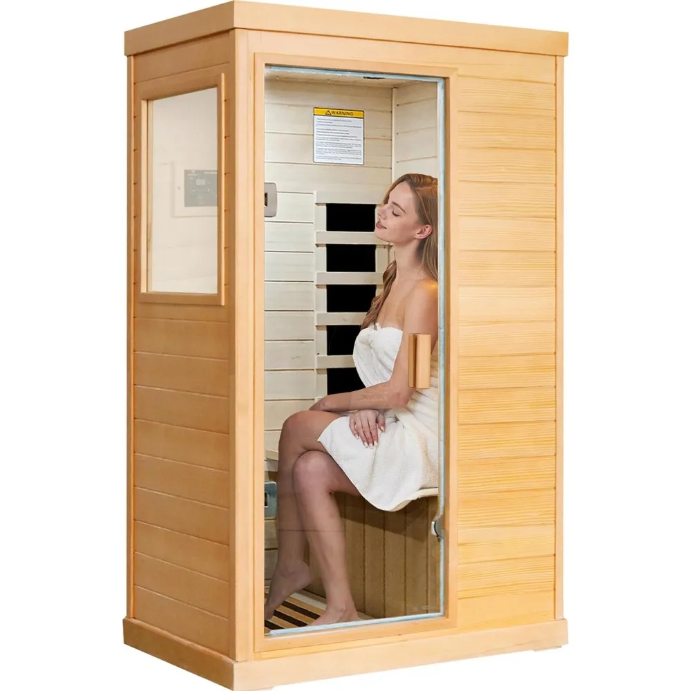800W Low-EMF Indoor Sauna 110V with Control Panel and Tempered Glass Door, Saunas
800W Low-EMF Indoor Sauna 110V with Control Panel and Tempered Glass Door, Saunas