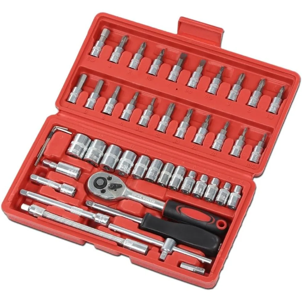 PIT66 46 шт. набор 1/4 ключ с трещоткой, комбинированный набор инструментов, набор инструментов для ремонта автомобилей
PIT66 46 шт. набор 1/4 ключ с трещоткой, комбинированный набор инструментов, набор инструментов для ремонта автомобилей