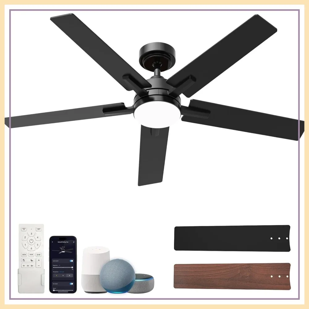 52" Smart Ceiling Fan with Light, Alexa/Remote/APP, DC Motor, 6 Speeds, Dimmable, 3CCT, Black
52" Smart Ceiling Fan with Light, Alexa/Remote/APP, DC Motor, 6 Speeds, Dimmable, 3CCT, Black