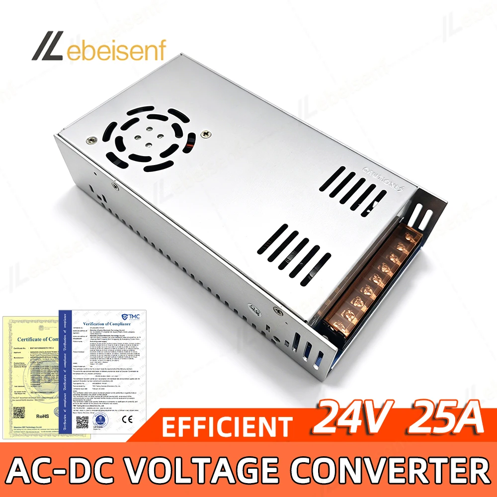 24V 25A 600W Switching Power Supply AC 110/220V to DC 24V LED Driver for LED Strip Light CCTV
24V 25A 600W Switching Power Supply AC 110/220V to DC 24V LED Driver for LED Strip Light CCTV