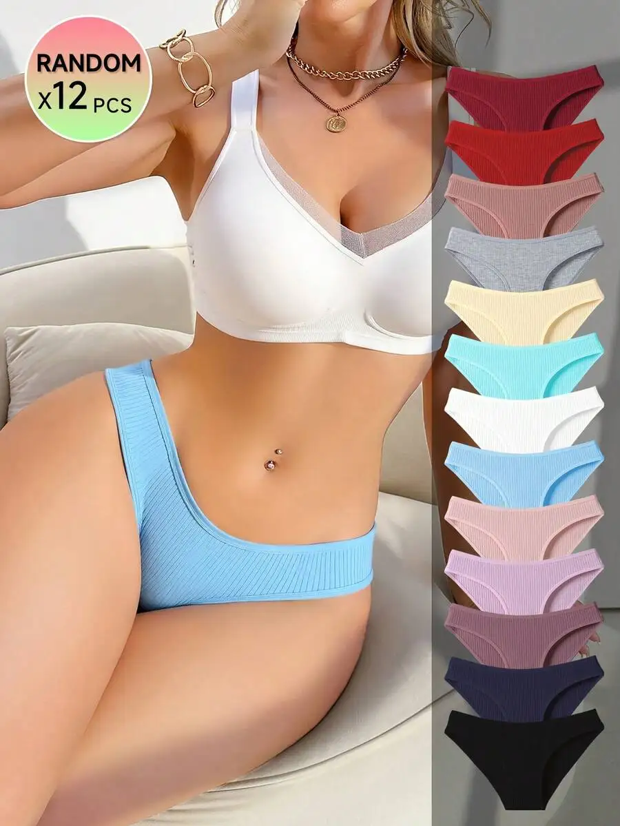 12 Packs Random Solid Color Ribbed Womens Briefs Soft Stretchy Breathable Panties S To XXL
12 Packs Random Solid Color Ribbed Womens Briefs Soft Stretchy Breathable Panties S To XXL