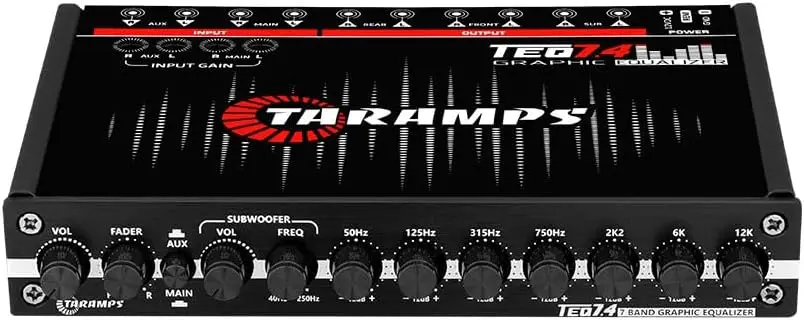 7 Band Graphic Equalizer EQ with Blue Lighting, Adjustable Subwoofer Volume & LPF for Car Audio Systems
7 Band Graphic Equalizer EQ with Blue Lighting, Adjustable Subwoofer Volume & LPF for Car Audio Systems