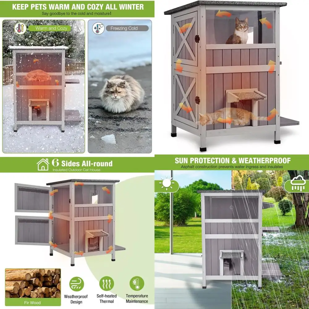 Large Insulated Outdoor Wooden Cat House with Acrylic Window and Two Doors
Large Insulated Outdoor Wooden Cat House with Acrylic Window and Two Doors