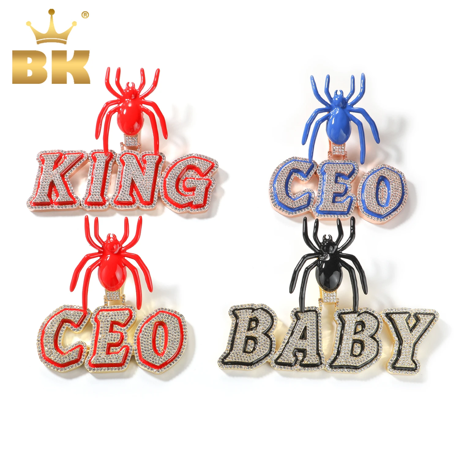 THE BLING KING Custom Multi Color Enamel Letters Pendant 3D Spider Clasp Iced Out HipHop Necklace Rapper Jewelry for Men Women
THE BLING KING Custom Multi Color Enamel Letters Pendant 3D Spider Clasp Iced Out HipHop Necklace Rapper Jewelry for Men Women