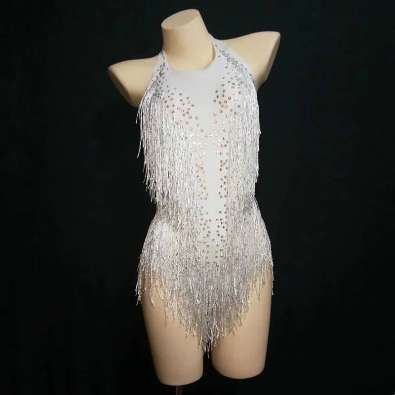 Sparkly Rhinestones Tassel Backless Halter Bodysuit Women Pole Dance Performance Fringe Sleeveless Leotard Sexy Stage Costume
Sparkly Rhinestones Tassel Backless Halter Bodysuit Women Pole Dance Performance Fringe Sleeveless Leotard Sexy Stage Costume