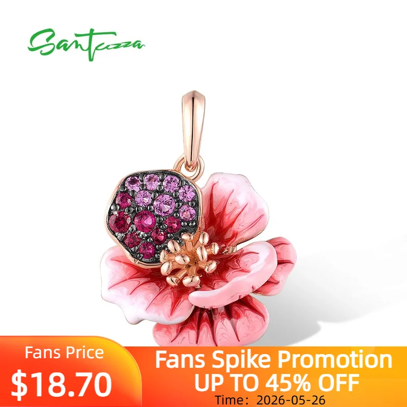 SANTUZZA Real 925 Sterling Silver Pendant for Women Sparkling Created Pink Red Sapphire Enamel Flower Sweet Wedding Fine Jewelry
SANTUZZA Real 925 Sterling Silver Pendant for Women Sparkling Created Pink Red Sapphire Enamel Flower Sweet Wedding Fine Jewelry