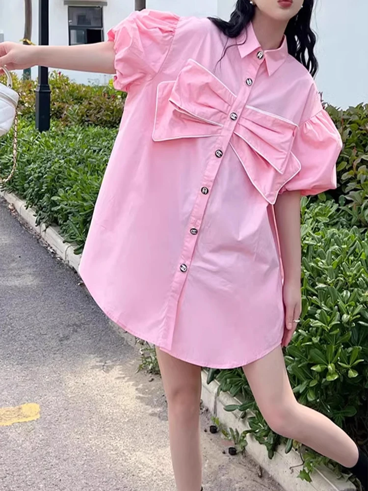 Elegant Three-dimensional Bow Tie Design Sense Shirt Women Spring New Lapel Mid Length Long Fashion Tide Flare Sleeve Shirt
Elegant Three-dimensional Bow Tie Design Sense Shirt Women Spring New Lapel Mid Length Long Fashion Tide Flare Sleeve Shirt