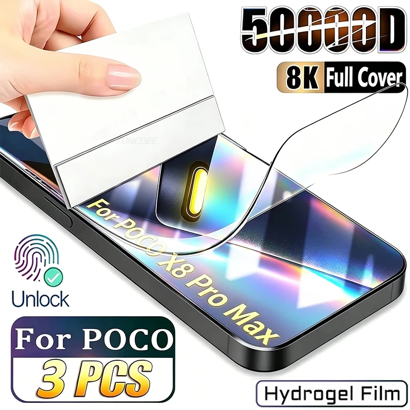 3pcs Full Cover Flexible Silicone Hydrogel Film For Poco X8 Pro Max Screen Protector Poco F8 Ultra X8 F8 M8 Pro Soft Film
3pcs Full Cover Flexible Silicone Hydrogel Film For Poco X8 Pro Max Screen Protector Poco F8 Ultra X8 F8 M8 Pro Soft Film
