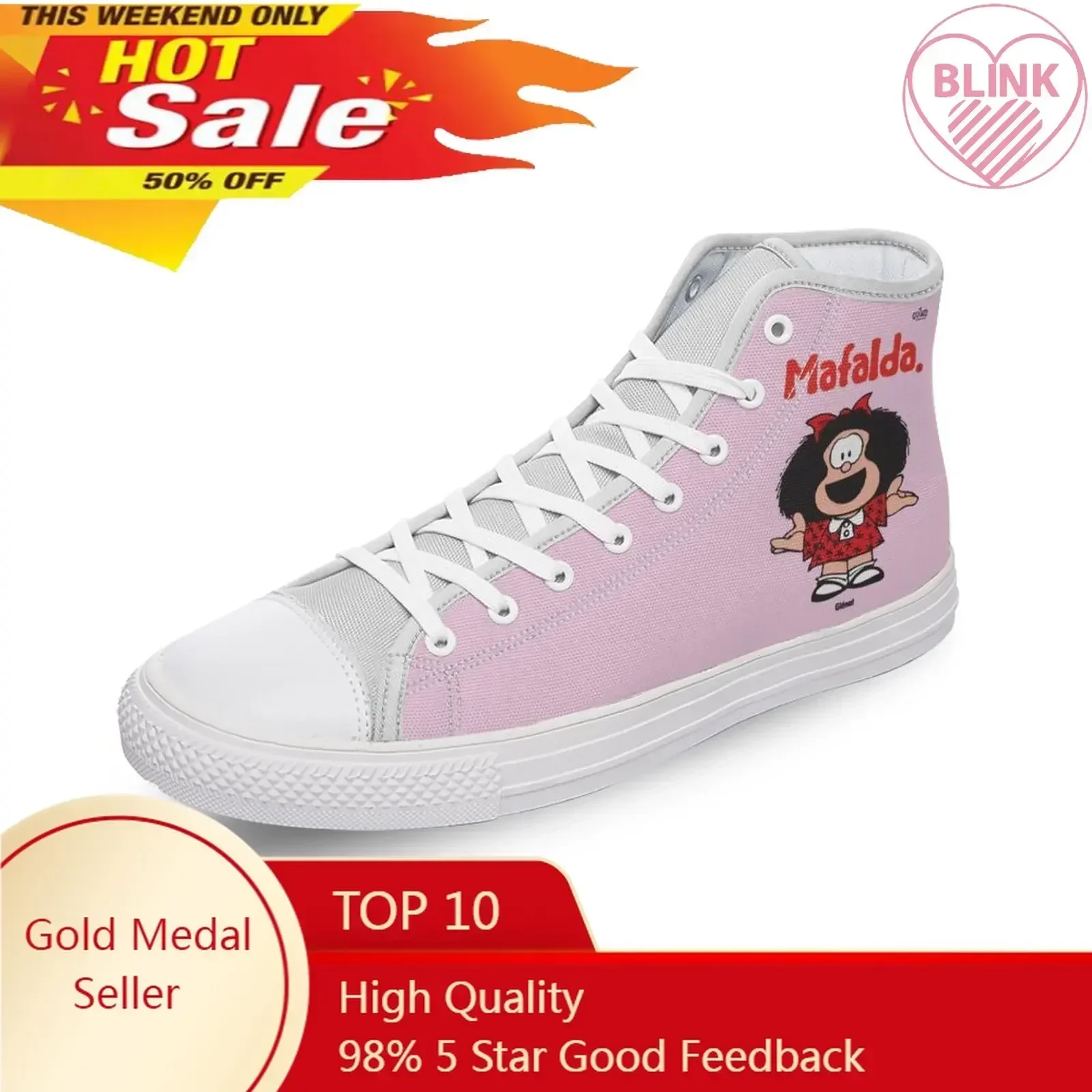 Mafalda Cute Cartoon High Top Canvas Shoes Men Women Casual Shoes Fashion Ladies Flat Sneakers Anime 3D Print Party Zapatillas
Mafalda Cute Cartoon High Top Canvas Shoes Men Women Casual Shoes Fashion Ladies Flat Sneakers Anime 3D Print Party Zapatillas