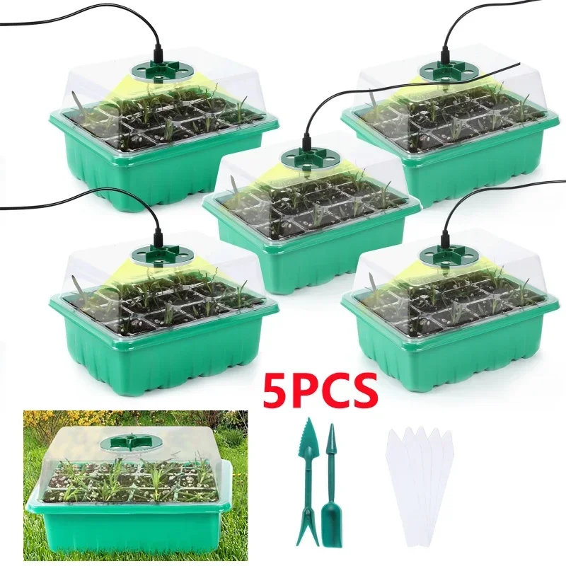 5Pcs/set 12 Holes with lamp Seedling Box Small Plant Ventilation Valve Lamp LED Seedling Box Mini Greenhouse Seed Growing Tray
5Pcs/set 12 Holes with lamp Seedling Box Small Plant Ventilation Valve Lamp LED Seedling Box Mini Greenhouse Seed Growing Tray