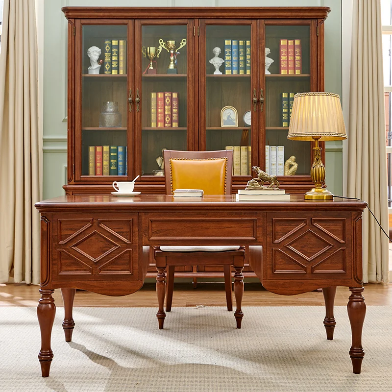 All solid wood American desk study furniture set combination desk calligraphy table writing desk household computer table
All solid wood American desk study furniture set combination desk calligraphy table writing desk household computer table