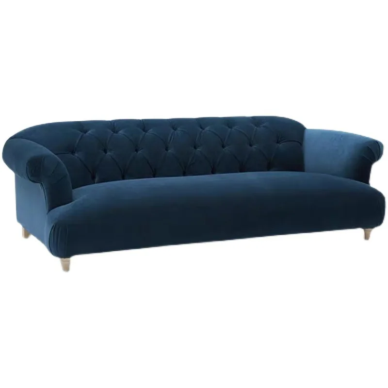 French retro buckle velvet sofa, designer living room model room small apartment simple and fashionable sofa combination
French retro buckle velvet sofa, designer living room model room small apartment simple and fashionable sofa combination