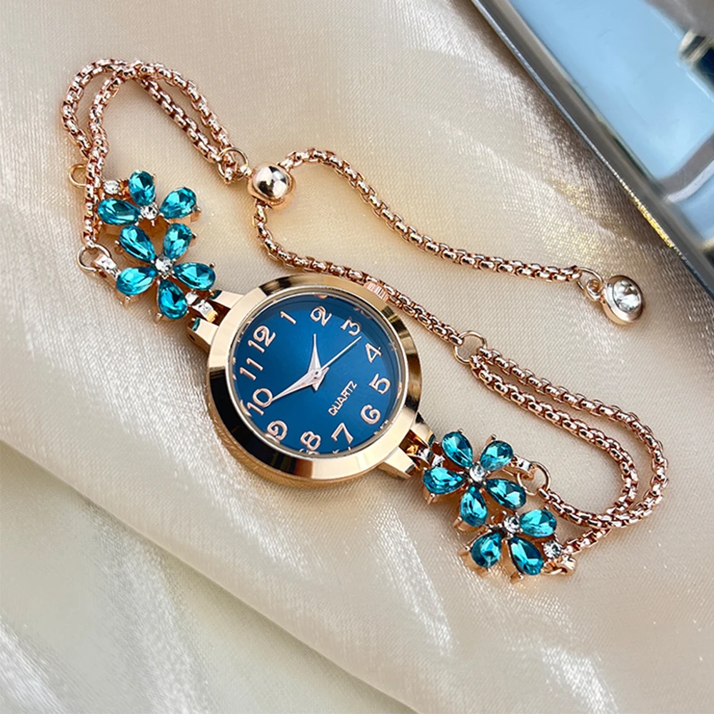 New Diamond Set Flowers Color Diamond Simple Fashion Pull Bracelet Watch Women's Watch
New Diamond Set Flowers Color Diamond Simple Fashion Pull Bracelet Watch Women's Watch