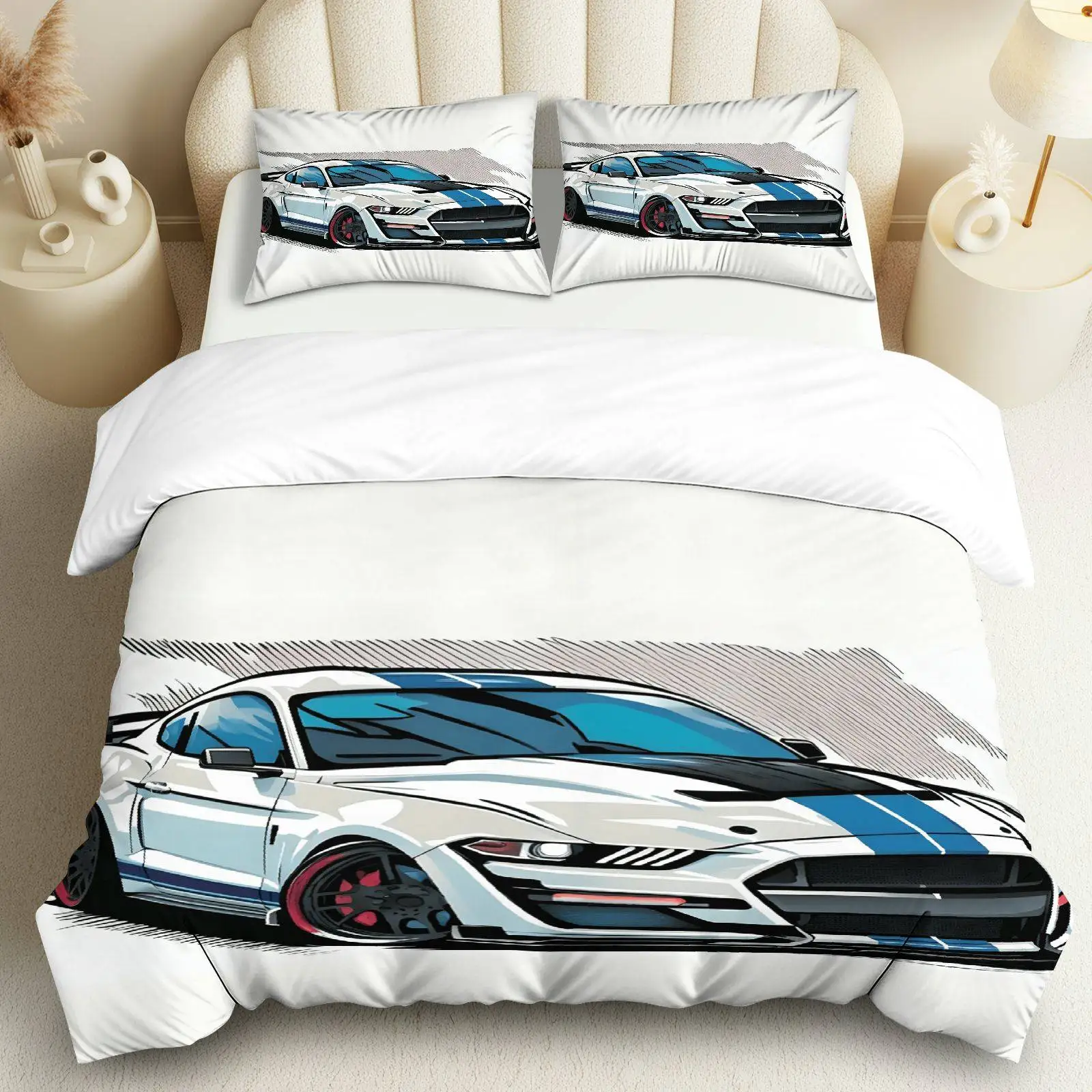 3PCS Duvet Cover, 1 Duvet+2 Pillowcases(Without filler), Sports Car Design Suitable for decoration Bedroom, Living Room.
3PCS Duvet Cover, 1 Duvet+2 Pillowcases(Without filler), Sports Car Design Suitable for decoration Bedroom, Living Room.