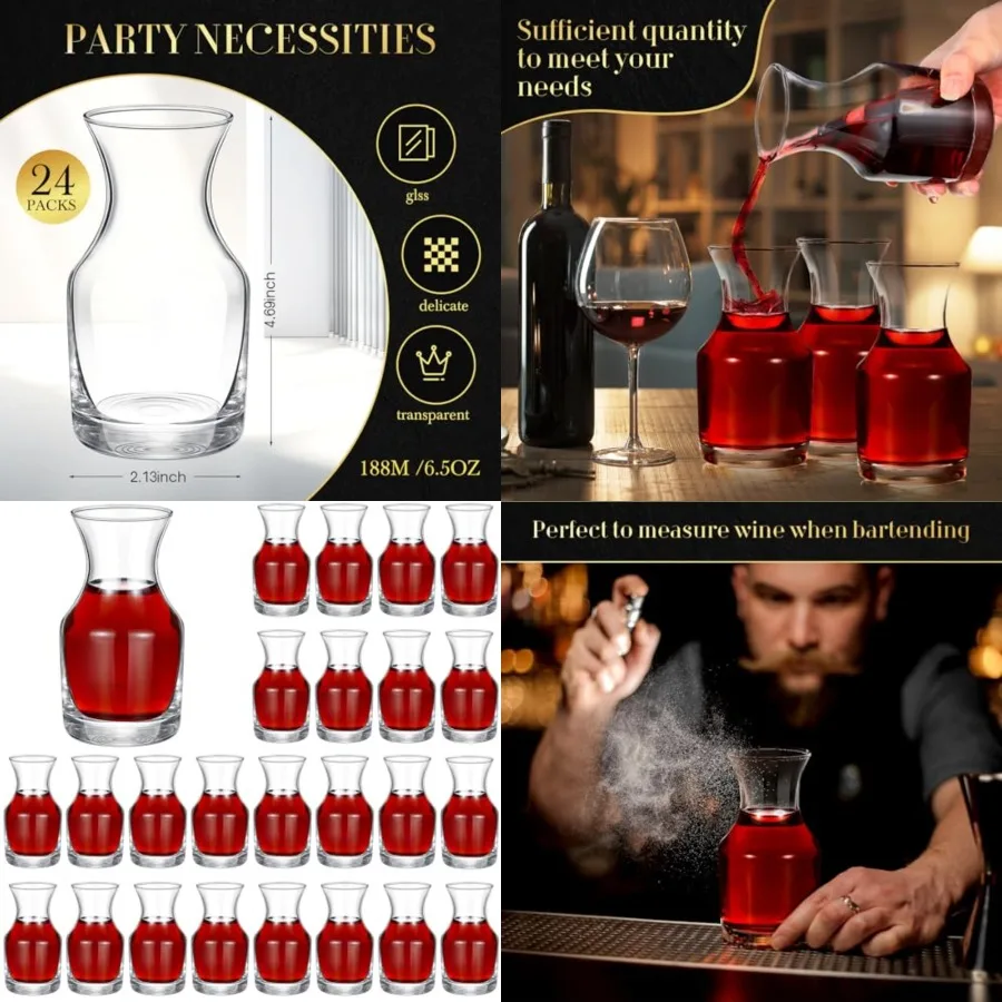 Pack Single Serving Wine Carafe Glass Small Mini Carafe Individual Wine Refill Decanter for Dinner Parties Tastings Bars Restau
Pack Single Serving Wine Carafe Glass Small Mini Carafe Individual Wine Refill Decanter for Dinner Parties Tastings Bars Restau
