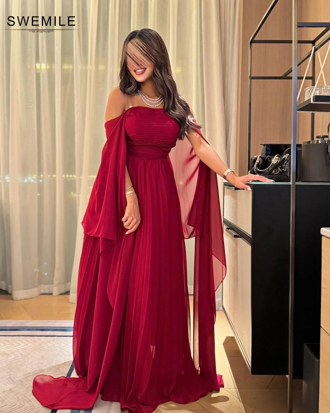 SWEMILE A-Line Strapless Floor-Length Wedding Dress Chiffon Long Prom Dresses Dubai Evening Dress 2025 Formal Occasion Dresses 
SWEMILE A-Line Strapless Floor-Length Wedding Dress Chiffon Long Prom Dresses Dubai Evening Dress 2025 Formal Occasion Dresses