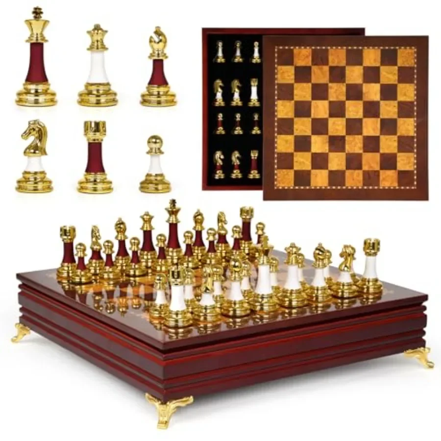 15-Inch Large Chess Set for Home, Office, Family Game Night Gifts Weighted Zinc Alloy Acrylic Pieces with Wooden Board, Classic
15-Inch Large Chess Set for Home, Office, Family Game Night Gifts Weighted Zinc Alloy Acrylic Pieces with Wooden Board, Classic
