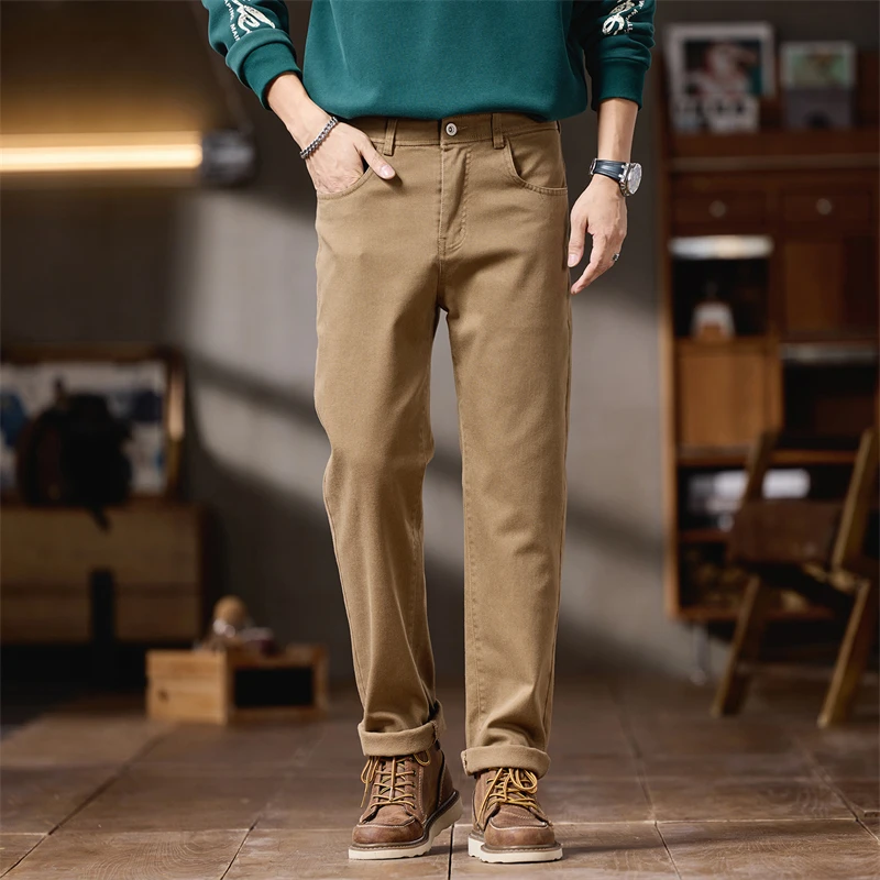 2025 Autumn Mens Straight Trousers Cotton Soft Comfortable Elastic Fit Business Casual Trousers Fashion Korean Khaki Denim Pants
2025 Autumn Mens Straight Trousers Cotton Soft Comfortable Elastic Fit Business Casual Trousers Fashion Korean Khaki Denim Pants