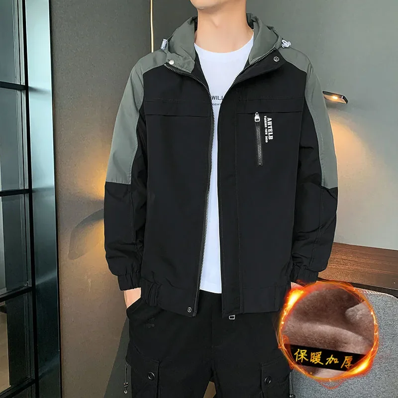 2023 New Autumn Jacket Men Fleece Liner Warm Hooded Mens Windbreaker Zipper Long Sleeve Fashion Male Jackets Korean Style
2023 New Autumn Jacket Men Fleece Liner Warm Hooded Mens Windbreaker Zipper Long Sleeve Fashion Male Jackets Korean Style