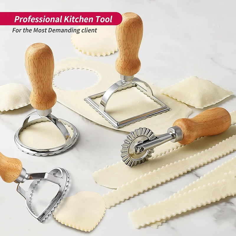 Ravioli Stamp Maker Cutter with Wooden Handle Stainless Steel Cookie Cutter Pasta Press Ravioli Maker Mold Pastry Pizza Wheel
Ravioli Stamp Maker Cutter with Wooden Handle Stainless Steel Cookie Cutter Pasta Press Ravioli Maker Mold Pastry Pizza Wheel
