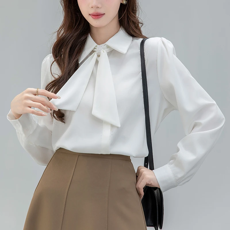 2025 New Autumn White Women's Bow Blouses Vintage Long Sleeve Single Breasted Casual Loose Office Shirts Tops Female 2025 New
2025 New Autumn White Women's Bow Blouses Vintage Long Sleeve Single Breasted Casual Loose Office Shirts Tops Female 2025 New