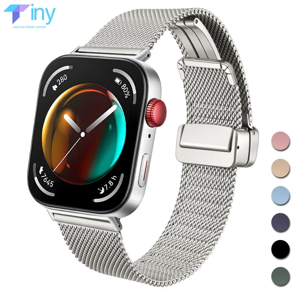 Металлический ремешок для часов Huawei Fit3, ремешок из нержавеющей стали, скользящая магнитная пряжка Correas для Huawei FIT 2 1, сменный браслет
Металлический ремешок для часов Huawei Fit3, ремешок из нержавеющей стали, скользящая магнитная пряжка Correas для Huawei FIT 2 1, сменный браслет