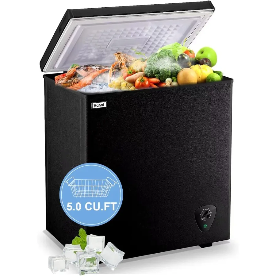 5.0 Cu.Ft Compact Chest Freezer with Adjustable Thermostat Top Open Door Black Energy Saving Compressor Cooling with Removable
5.0 Cu.Ft Compact Chest Freezer with Adjustable Thermostat Top Open Door Black Energy Saving Compressor Cooling with Removable