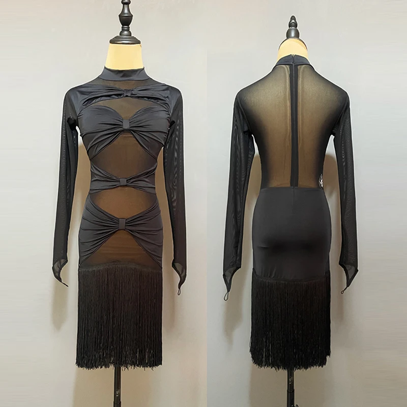 Tassel Latin Dance Competition Dress Black Long Sleeve Competition Costume Women ChaCha Salsa Tango Practice Clothes DL11611
Tassel Latin Dance Competition Dress Black Long Sleeve Competition Costume Women ChaCha Salsa Tango Practice Clothes DL11611