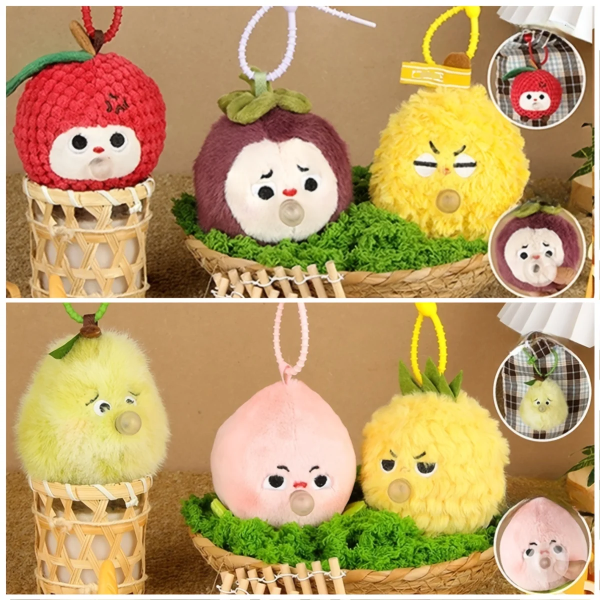 Fluffy pineapple/durian/peach lychee/yak pear/mangosteen pendant keychain - backpaack and car keys, bubble party style
Fluffy pineapple/durian/peach lychee/yak pear/mangosteen pendant keychain - backpaack and car keys, bubble party style