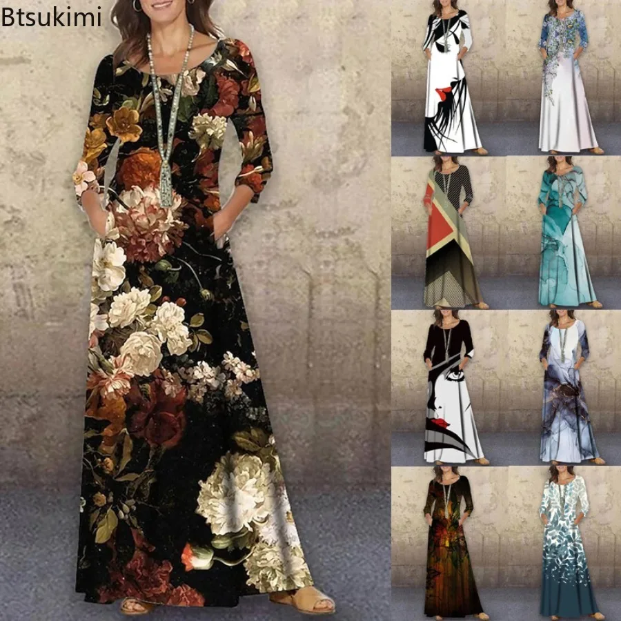 Autumn New Women Dresses Vintage Casual Large Size Flower Print Fashion O-neck Loose Temperament Elegant Long Sleeve Party Dress
Autumn New Women Dresses Vintage Casual Large Size Flower Print Fashion O-neck Loose Temperament Elegant Long Sleeve Party Dress