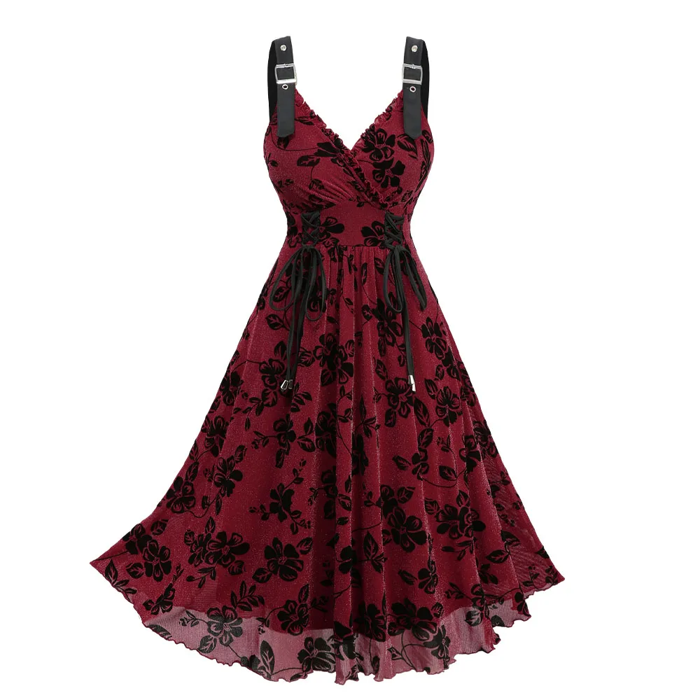 ROSEGAL Plus Size Women's Evening Gown Deep Red Dresses Floral Leaves Flocking Lace Up Surplice A Line Party Maxi Dress
ROSEGAL Plus Size Women's Evening Gown Deep Red Dresses Floral Leaves Flocking Lace Up Surplice A Line Party Maxi Dress