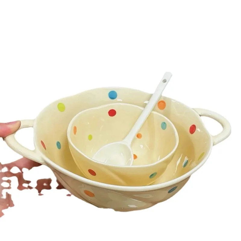 Dot Ceramic Tableware Set Household Complete Set of Bowls and Plates High Value Simple Underglaze Color Rice Bowls and Plates
Dot Ceramic Tableware Set Household Complete Set of Bowls and Plates High Value Simple Underglaze Color Rice Bowls and Plates