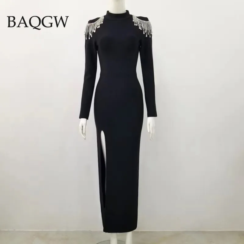 Luxury Bandage Dress Women Autumn Winter Long Sleeve Sequined Beading Backless Maxi Dress Elegant Sexy Split Party Club Clothes
Luxury Bandage Dress Women Autumn Winter Long Sleeve Sequined Beading Backless Maxi Dress Elegant Sexy Split Party Club Clothes