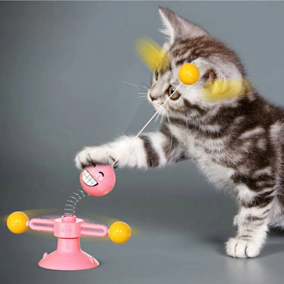 360° Spinning Cat Toy with Spring & Feathers, Food-Grade ABS, Suction Cup Base for Self-Play
360° Spinning Cat Toy with Spring & Feathers, Food-Grade ABS, Suction Cup Base for Self-Play