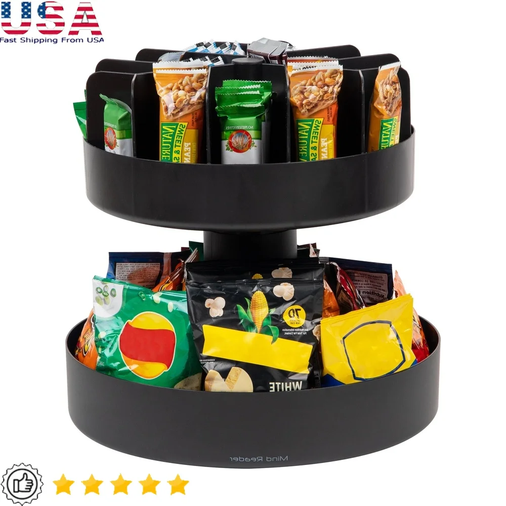 2-Tier Rotating Snack Organizer Countertop Tray Plastic Storage Caddy Office Kitchen Home Party Snack Holder
2-Tier Rotating Snack Organizer Countertop Tray Plastic Storage Caddy Office Kitchen Home Party Snack Holder