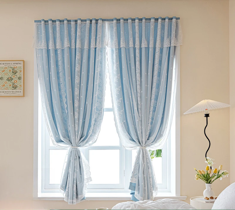 Blackout Fabric Curtains + French Lace Tulle Set Velcro Window Curtain for Children's Bedroom/Living Room Decoration Drapes
Blackout Fabric Curtains + French Lace Tulle Set Velcro Window Curtain for Children's Bedroom/Living Room Decoration Drapes