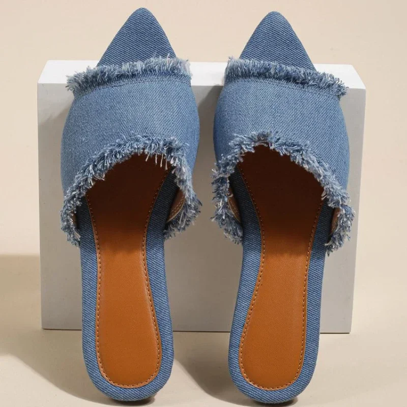 Women's Flat Stylish Beach Slippers, Denim Style, Summer Women's Pointed Cool Sandals Shoes for Women Zapatos Mujer
Women's Flat Stylish Beach Slippers, Denim Style, Summer Women's Pointed Cool Sandals Shoes for Women Zapatos Mujer