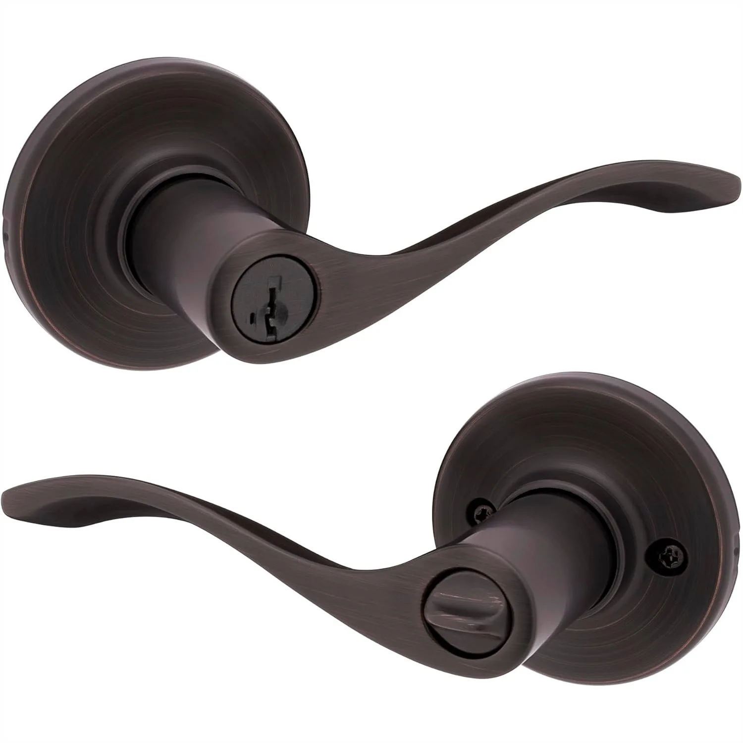 Entry Door Handle with Lock and Key, Secure Keyed Reversible Lever for Front Entrance and Bedrooms, Venetian Bronze
Entry Door Handle with Lock and Key, Secure Keyed Reversible Lever for Front Entrance and Bedrooms, Venetian Bronze