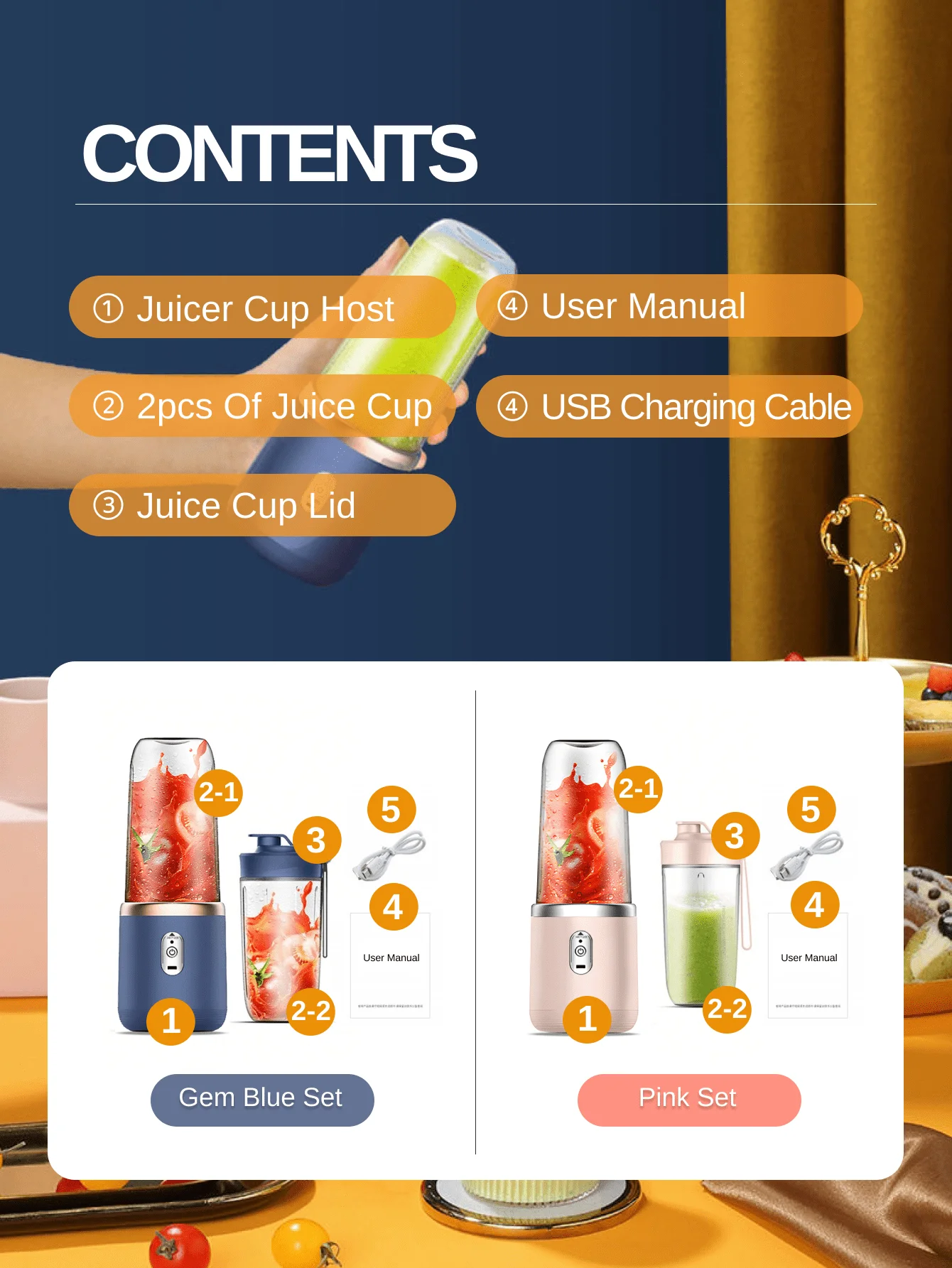 Portable 400ml Rechargeable Juicer Blender with Six Blade Fast Ice Crushing - Perfect for Smoothies, Vegetables and Fruit Juices
Portable 400ml Rechargeable Juicer Blender with Six Blade Fast Ice Crushing - Perfect for Smoothies, Vegetables and Fruit Juices