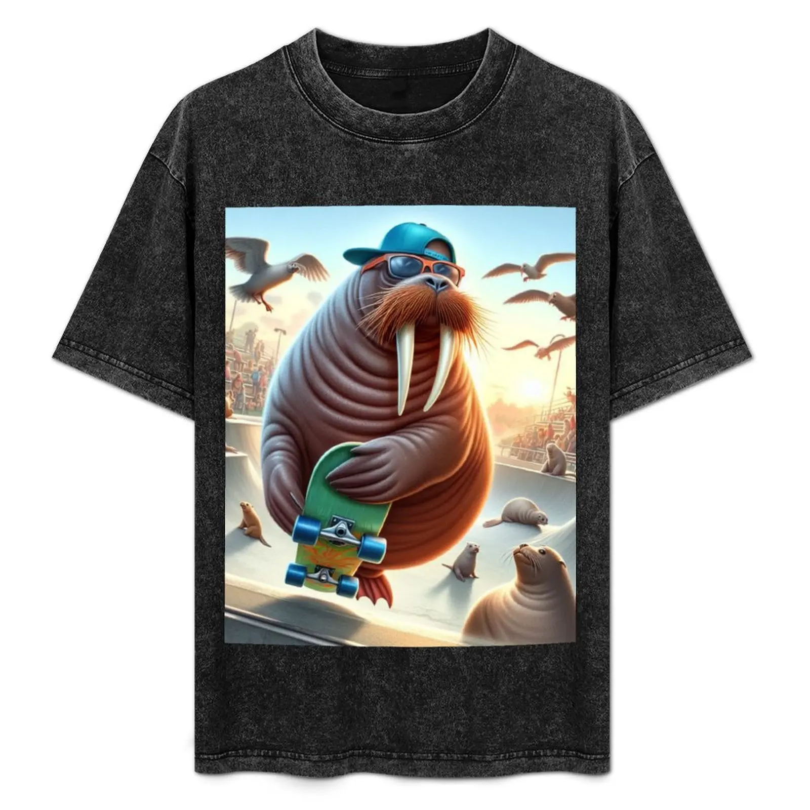 Funny walrus on skateboard T-Shirt Large Size Soft Cotton T-Shirt
Funny walrus on skateboard T-Shirt Large Size Soft Cotton T-Shirt