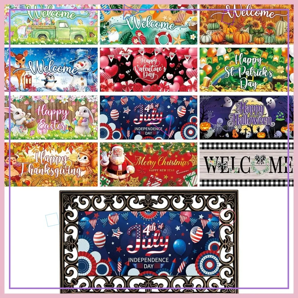 12 Interchangeable Seasonal Doormat Inserts 22x10in for Fall Christmas
12 Interchangeable Seasonal Doormat Inserts 22x10in for Fall Christmas