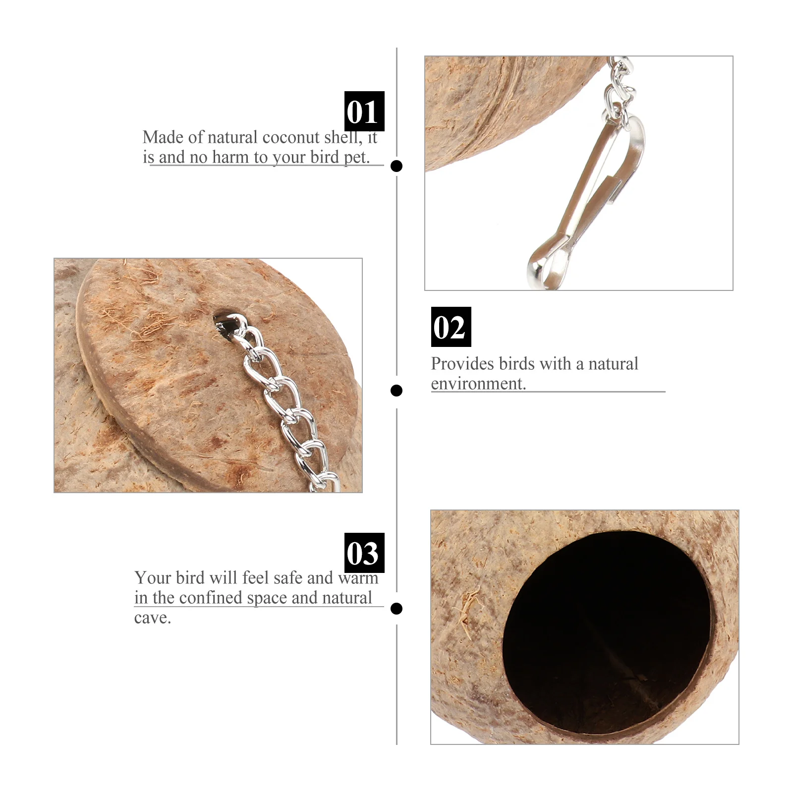 Natural Coconut Shell Nest Bird House Cozy Warm Nest for Parakeets Budgerigar Small Pets Outdoor Use Bird House
Natural Coconut Shell Nest Bird House Cozy Warm Nest for Parakeets Budgerigar Small Pets Outdoor Use Bird House