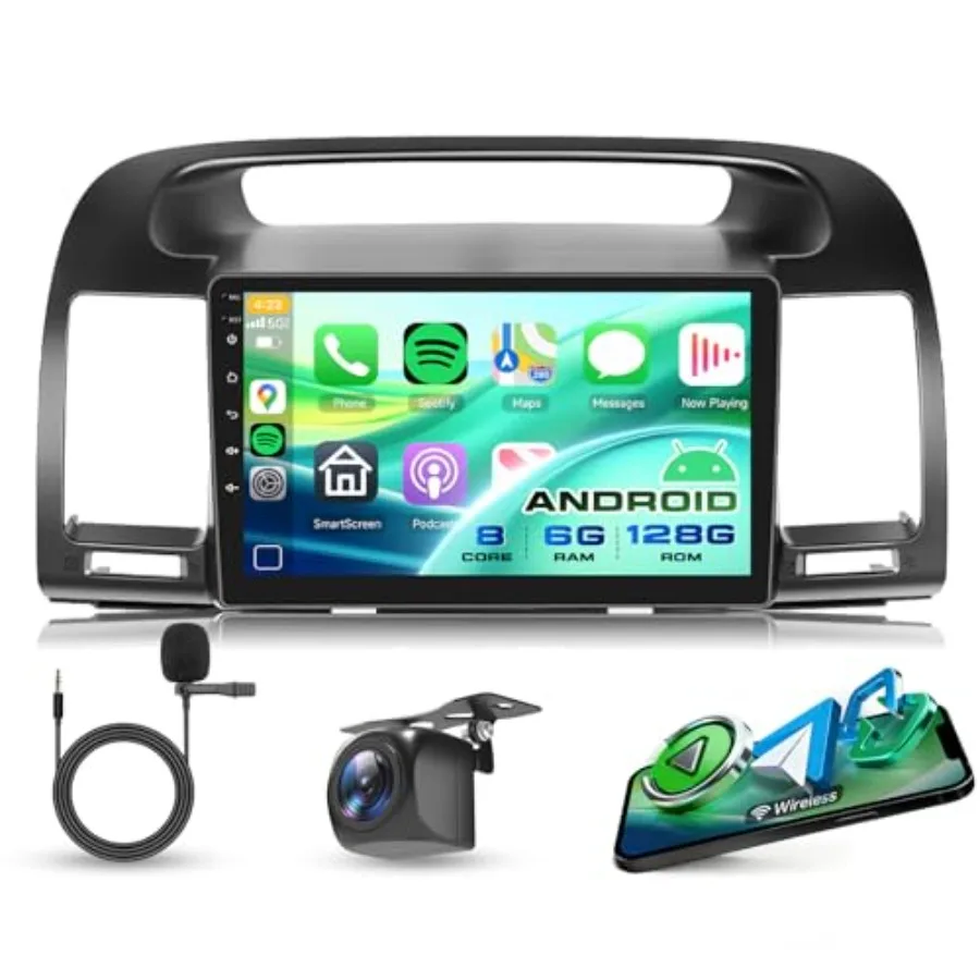 Car stereo for Toyota Camry 2000-2006: 8-core, 6GB RAM, 128GB storage, Android OS, wireless CarPlay/Android Auto, 9-inch touchs
Car stereo for Toyota Camry 2000-2006: 8-core, 6GB RAM, 128GB storage, Android OS, wireless CarPlay/Android Auto, 9-inch touchs