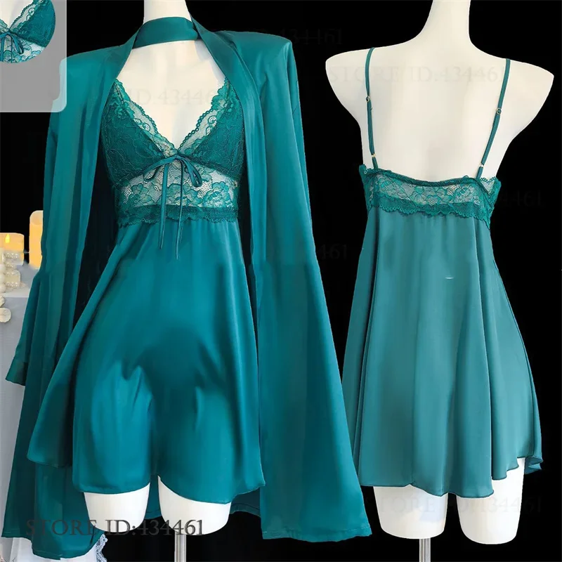 Sexy Women's 2PCS Robe Nightgown Set Mujer Intimate Lingerie Hollow Out Lace Suspender Night Dress Sleepwear Rayon Loungewear
Sexy Women's 2PCS Robe Nightgown Set Mujer Intimate Lingerie Hollow Out Lace Suspender Night Dress Sleepwear Rayon Loungewear
