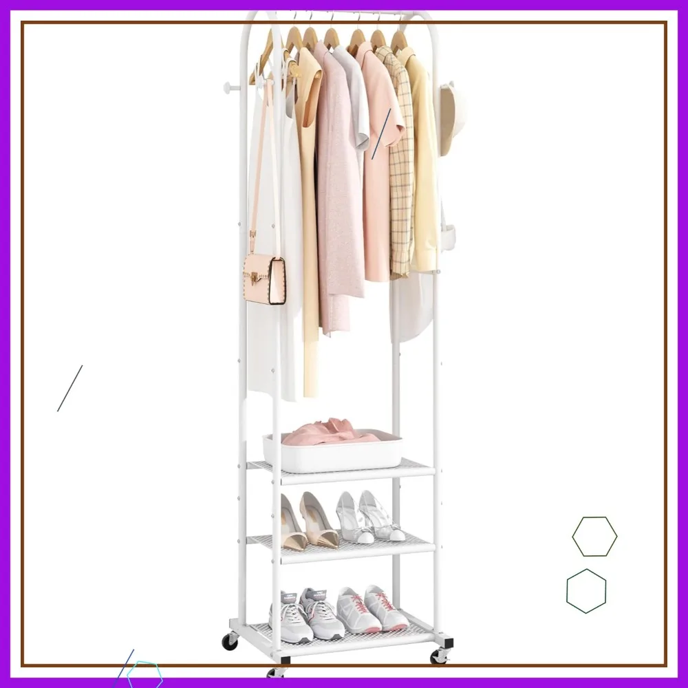 Heavy Duty Garment Rack with Wheels, 3 Metal Shelves, 71.8 Inches for Hanging Clothes in Small Spaces, White
Heavy Duty Garment Rack with Wheels, 3 Metal Shelves, 71.8 Inches for Hanging Clothes in Small Spaces, White