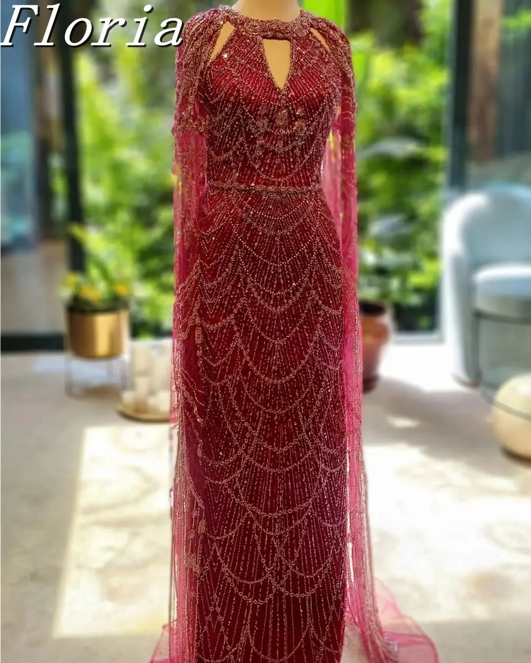 Luxury Red Wine Arabic Evening Dress with Flowing Sleeves for Women Dubai Style Wedding Party Gown Formal Occasion Wear
Luxury Red Wine Arabic Evening Dress with Flowing Sleeves for Women Dubai Style Wedding Party Gown Formal Occasion Wear