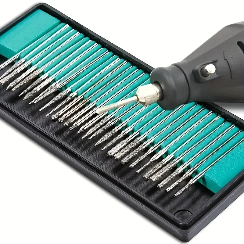 30pcs/set Diamond Burr Bits, Drill Bit Set For Rotary Tools Metal Woodworking Router Sanding Carving - 1/8 (3mm) Shank Routers
30pcs/set Diamond Burr Bits, Drill Bit Set For Rotary Tools Metal Woodworking Router Sanding Carving - 1/8 (3mm) Shank Routers